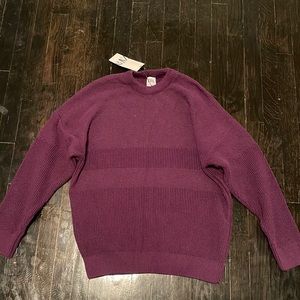 NWT New w/ Tag Men's Burgundy Maroon Zara Ribbed Crewneck Long Sleeve Sweater